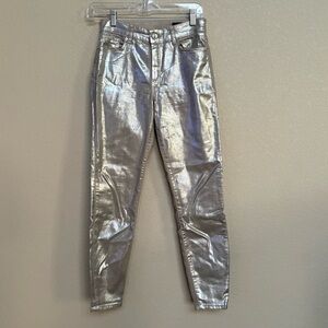 All Saints Silver Metallic Skinny Trousers